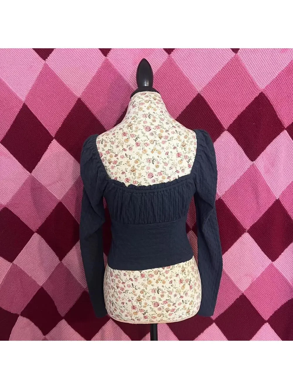 navy longsleeve milkmaid style top